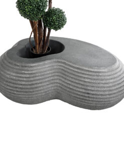 GloboStar® Artificial Garden FLORENCE 20751 Επιδαπέδιο Πολυεστερικό Τσιμεντένιο Κασπώ Γλάστρα - Flower Pot Γκρι Μ130 x Π90 x Υ48cm 15 20751 4