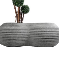 GloboStar® Artificial Garden FLORENCE 20751 Επιδαπέδιο Πολυεστερικό Τσιμεντένιο Κασπώ Γλάστρα - Flower Pot Γκρι Μ130 x Π90 x Υ48cm 16 20751 5