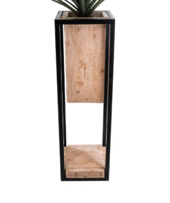 Alternative view of GloboStar® Artificial Garden CASSIANO 20752 Επιδαπέδιο Μεταλλικό Τσιμεντένιο Κασπώ Γλάστρα - Flower Pot Καφέ με Μαύρο Μ36 x Π36 x Υ120cm