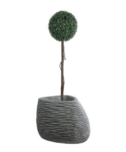 GloboStar® Artificial Garden RONDA 20759 Επιδαπέδιο Πολυεστερικό Τσιμεντένιο Κασπώ Γλάστρα - Flower Pot Γκρι Μ63 x Π41 x Υ47cm 16 20759 6