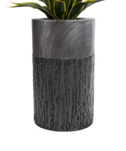 GloboStar® Artificial Garden PISA 20761 Επιδαπέδιο Πολυεστερικό Τσιμεντένιο Κασπώ Γλάστρα - Flower Pot Γκρι Ανθρακί Φ36 x Υ60cm 15 20761 5