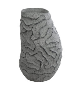 GloboStar® GloboStar® Artificial Garden GALICIA 20763 Επιδαπέδιο Πολυεστερικό Τσιμεντένιο Κασπώ Γλάστρα - Flower Pot Γκρι Φ52 x Υ80cm