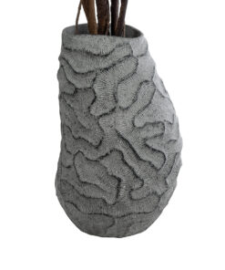 Alternative view of GloboStar® Artificial Garden GALICIA 20763 Επιδαπέδιο Πολυεστερικό Τσιμεντένιο Κασπώ Γλάστρα - Flower Pot Γκρι Φ52 x Υ80cm