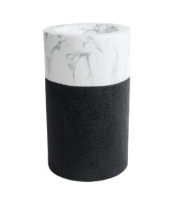 GloboStar® GloboStar® Artificial Garden ALMUDENA 20769 Επιδαπέδιο Πολυεστερικό Τσιμεντένιο Κασπώ Γλάστρα - Flower Pot Μαύρο με Λευκό Φ36 x Υ60cm