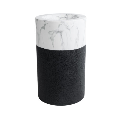 GloboStar® GloboStar® Artificial Garden ALMUDENA 20769 Επιδαπέδιο Πολυεστερικό Τσιμεντένιο Κασπώ Γλάστρα - Flower Pot Μαύρο με Λευκό Φ36 x Υ60cm