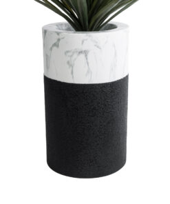 Alternative view of GloboStar® Artificial Garden ALMUDENA 20769 Επιδαπέδιο Πολυεστερικό Τσιμεντένιο Κασπώ Γλάστρα - Flower Pot Μαύρο με Λευκό Φ36 x Υ60cm