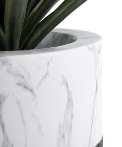 GloboStar® Artificial Garden ALMUDENA 20769 Επιδαπέδιο Πολυεστερικό Τσιμεντένιο Κασπώ Γλάστρα - Flower Pot Μαύρο με Λευκό Φ36 x Υ60cm 17 20769 07