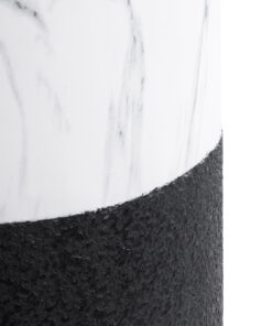 GloboStar® Artificial Garden ALMUDENA 20769 Επιδαπέδιο Πολυεστερικό Τσιμεντένιο Κασπώ Γλάστρα - Flower Pot Μαύρο με Λευκό Φ36 x Υ60cm 18 20769 08