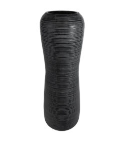 GloboStar® GloboStar® Artificial Garden BARRIO 20772 Επιδαπέδιο Πολυεστερικό Τσιμεντένιο Κασπώ Γλάστρα - Flower Pot Μαύρο Φ40 x Υ122cm