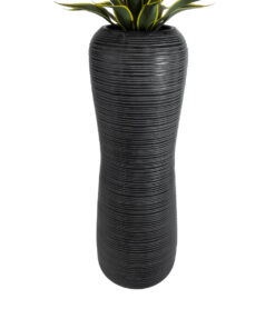 Alternative view of GloboStar® Artificial Garden BARRIO 20772 Επιδαπέδιο Πολυεστερικό Τσιμεντένιο Κασπώ Γλάστρα - Flower Pot Μαύρο Φ40 x Υ122cm