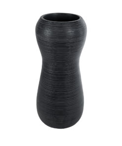 GloboStar® GloboStar® Artificial Garden BARRIO 20773 Επιδαπέδιο Πολυεστερικό Τσιμεντένιο Κασπώ Γλάστρα - Flower Pot Μαύρο Φ40 x Υ93cm