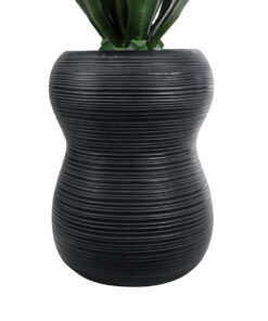 GloboStar® Artificial Garden BARRIO 20774 Επιδαπέδιο Πολυεστερικό Τσιμεντένιο Κασπώ Γλάστρα - Flower Pot Μαύρο Φ45 x Υ63cm 14 20774 5