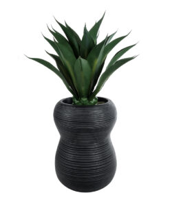 GloboStar® Artificial Garden BARRIO 20774 Επιδαπέδιο Πολυεστερικό Τσιμεντένιο Κασπώ Γλάστρα - Flower Pot Μαύρο Φ45 x Υ63cm 15 20774 6