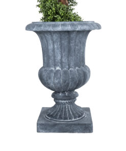 GloboStar® Artificial Garden ALCAZAR 20777 Επιδαπέδιο Πολυεστερικό Τσιμεντένιο Κασπώ Γλάστρα - Flower Pot Γκρι Φ51 x Υ71cm 15 20777 5