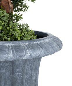 GloboStar® Artificial Garden ALCAZAR 20777 Επιδαπέδιο Πολυεστερικό Τσιμεντένιο Κασπώ Γλάστρα - Flower Pot Γκρι Φ51 x Υ71cm 17 20777 7