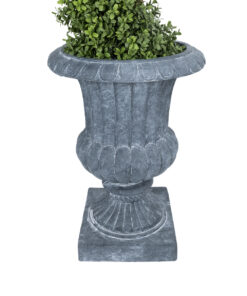 Alternative view of GloboStar® Artificial Garden ALCAZAR 20778 Επιδαπέδιο Πολυεστερικό Τσιμεντένιο Κασπώ Γλάστρα - Flower Pot Γκρι Φ38 x Υ51cm