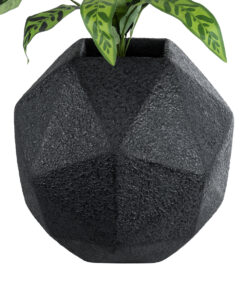 Alternative view of GloboStar® Artificial Garden CARNABY 20779 Επιδαπέδιο Πολυεστερικό Τσιμεντένιο Κασπώ Γλάστρα - Flower Pot Μαύρο Μ38 x Π38 x Υ38cm