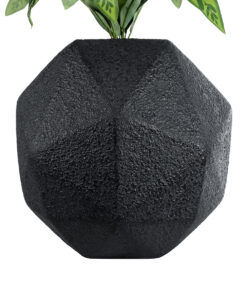 GloboStar® Artificial Garden CARNABY 20779 Επιδαπέδιο Πολυεστερικό Τσιμεντένιο Κασπώ Γλάστρα - Flower Pot Μαύρο Μ38 x Π38 x Υ38cm 14 20779 5