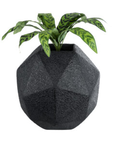 GloboStar® Artificial Garden CARNABY 20779 Επιδαπέδιο Πολυεστερικό Τσιμεντένιο Κασπώ Γλάστρα - Flower Pot Μαύρο Μ38 x Π38 x Υ38cm 15 20779 6