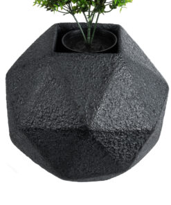 GloboStar® Artificial Garden CARNABY 20780 Επιδαπέδιο Πολυεστερικό Τσιμεντένιο Κασπώ Γλάστρα - Flower Pot Μαύρο Μ30 x Π30 x Υ30cm 13 20780 4