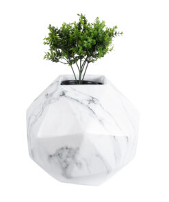 GloboStar® Artificial Garden BRIXTON 20784 Επιδαπέδιο Πολυεστερικό Τσιμεντένιο Κασπώ Γλάστρα - Flower Pot Λευκό Μ30 x Π30 x Υ30cm 15 20784 6