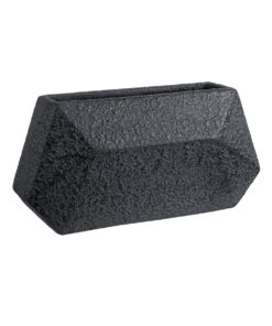 GloboStar® GloboStar® Artificial Garden GREENWICH 20785 Επιδαπέδιο Πολυεστερικό Τσιμεντένιο Κασπώ Γλάστρα - Flower Pot Μαύρο Μ40 x Π16 x Υ21cm