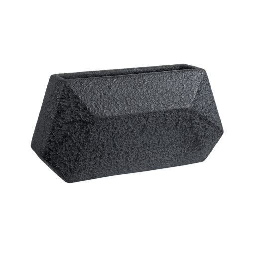 GloboStar® GloboStar® Artificial Garden GREENWICH 20785 Επιδαπέδιο Πολυεστερικό Τσιμεντένιο Κασπώ Γλάστρα - Flower Pot Μαύρο Μ40 x Π16 x Υ21cm