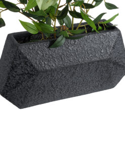 GloboStar® Artificial Garden GREENWICH 20785 Επιδαπέδιο Πολυεστερικό Τσιμεντένιο Κασπώ Γλάστρα - Flower Pot Μαύρο Μ40 x Π16 x Υ21cm 13 20785 4