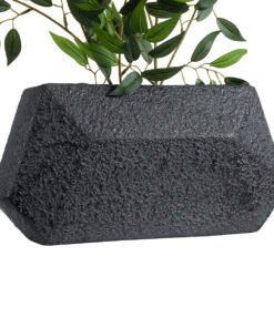 GloboStar® Artificial Garden GREENWICH 20785 Επιδαπέδιο Πολυεστερικό Τσιμεντένιο Κασπώ Γλάστρα - Flower Pot Μαύρο Μ40 x Π16 x Υ21cm 14 20785 5