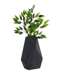 GloboStar® Artificial Garden GREENWICH 20786 Επιδαπέδιο Πολυεστερικό Τσιμεντένιο Κασπώ Γλάστρα - Flower Pot Μαύρο Μ20 x Π14 x Υ32cm 15 20786 6