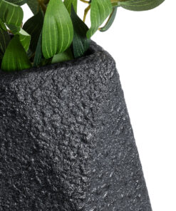 GloboStar® Artificial Garden GREENWICH 20786 Επιδαπέδιο Πολυεστερικό Τσιμεντένιο Κασπώ Γλάστρα - Flower Pot Μαύρο Μ20 x Π14 x Υ32cm 16 20786 7