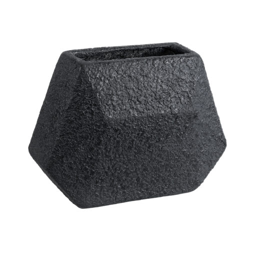 GloboStar® GloboStar® Artificial Garden GREENWICH 20787 Επιδαπέδιο Πολυεστερικό Τσιμεντένιο Κασπώ Γλάστρα - Flower Pot Μαύρο Μ24 x Π14 x Υ20cm