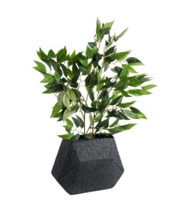 GloboStar® Artificial Garden GREENWICH 20787 Επιδαπέδιο Πολυεστερικό Τσιμεντένιο Κασπώ Γλάστρα - Flower Pot Μαύρο Μ24 x Π14 x Υ20cm 15 20787 6