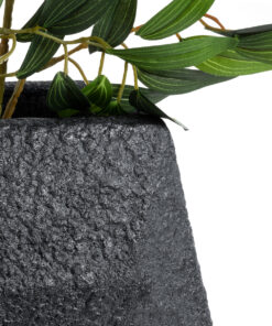 GloboStar® Artificial Garden GREENWICH 20787 Επιδαπέδιο Πολυεστερικό Τσιμεντένιο Κασπώ Γλάστρα - Flower Pot Μαύρο Μ24 x Π14 x Υ20cm 16 20787 7