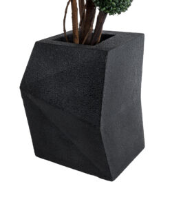 Alternative view of GloboStar® Artificial Garden CAMDEN 20788 Επιδαπέδιο Πολυεστερικό Τσιμεντένιο Κασπώ Γλάστρα - Flower Pot Μαύρο Μ47 x Π43 x Υ66cm