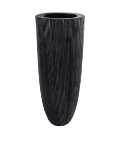 GloboStar® GloboStar® Artificial Garden CASTLE 20792 Επιδαπέδιο Πολυεστερικό Τσιμεντένιο Κασπώ Γλάστρα - Flower Pot Μαύρο Φ43 x Υ112cm