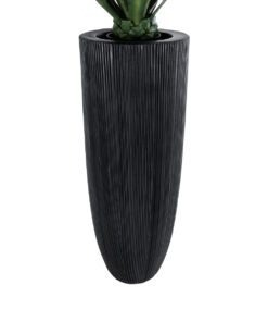 Alternative view of GloboStar® Artificial Garden CASTLE 20792 Επιδαπέδιο Πολυεστερικό Τσιμεντένιο Κασπώ Γλάστρα - Flower Pot Μαύρο Φ43 x Υ112cm