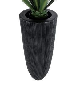 GloboStar® Artificial Garden CASTLE 20792 Επιδαπέδιο Πολυεστερικό Τσιμεντένιο Κασπώ Γλάστρα - Flower Pot Μαύρο Φ43 x Υ112cm 14 20792 4