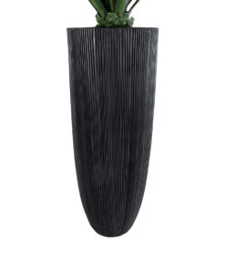 GloboStar® Artificial Garden CASTLE 20792 Επιδαπέδιο Πολυεστερικό Τσιμεντένιο Κασπώ Γλάστρα - Flower Pot Μαύρο Φ43 x Υ112cm 15 20792 5