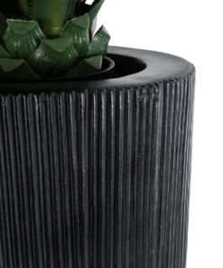 GloboStar® Artificial Garden CASTLE 20792 Επιδαπέδιο Πολυεστερικό Τσιμεντένιο Κασπώ Γλάστρα - Flower Pot Μαύρο Φ43 x Υ112cm 17 20792 7