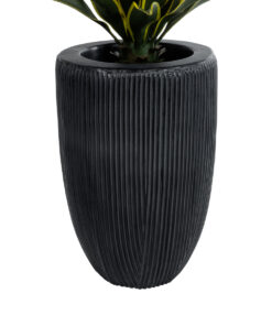 Alternative view of GloboStar® Artificial Garden CASTLE 20793 Διακοσμητικό Πολυεστερικό Τσιμεντένιο Κασπώ Γλάστρα - Flower Pot Μαύρο Φ35 x Υ54cm