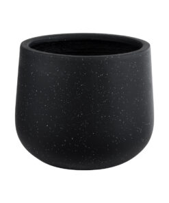 GloboStar® GloboStar® Artificial Garden MAYFAIR 20801 Διακοσμητικό Πολυεστερικό Τσιμεντένιο Κασπώ Γλάστρα - Flower Pot Μαύρο με Λευκές Λεπτομέριες Μ25 x Π27 x Υ30cm
