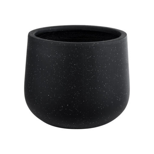 GloboStar® GloboStar® Artificial Garden MAYFAIR 20801 Διακοσμητικό Πολυεστερικό Τσιμεντένιο Κασπώ Γλάστρα - Flower Pot Μαύρο με Λευκές Λεπτομέριες Μ25 x Π27 x Υ30cm
