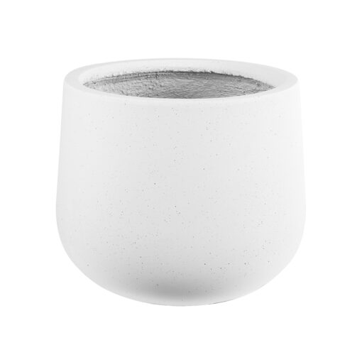 GloboStar® GloboStar® Artificial Garden CHELSEA 20802 Διακοσμητικό Πολυεστερικό Τσιμεντένιο Κασπώ Γλάστρα - Flower Pot Λευκό με Μαύρες Λεπτομέριες Μ25 x Π27 x Υ30cm