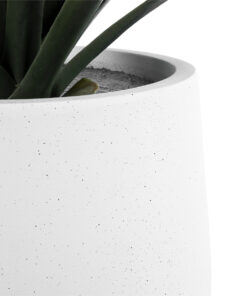 GloboStar® Artificial Garden CHELSEA 20802 Διακοσμητικό Πολυεστερικό Τσιμεντένιο Κασπώ Γλάστρα - Flower Pot Λευκό με Μαύρες Λεπτομέριες Μ25 x Π27 x Υ30cm 18 20802 7