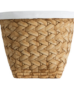 GloboStar® Artificial Garden NOTTING 20803 Διακοσμητικό Πολυεστερικό Τσιμεντένιο Κασπώ Γλάστρα - Flower Pot Μπεζ με Λευκό Φ20 x Υ16cm 12 20803 3 1