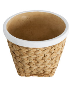 Alternative view of GloboStar® Artificial Garden NOTTING 20803 Διακοσμητικό Πολυεστερικό Τσιμεντένιο Κασπώ Γλάστρα - Flower Pot Μπεζ με Λευκό Φ20 x Υ16cm