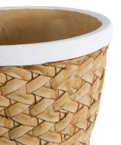 GloboStar® Artificial Garden NOTTING 20803 Διακοσμητικό Πολυεστερικό Τσιμεντένιο Κασπώ Γλάστρα - Flower Pot Μπεζ με Λευκό Φ20 x Υ16cm 13 20803 4