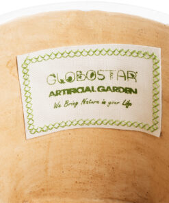 GloboStar® Artificial Garden NOTTING 20803 Διακοσμητικό Πολυεστερικό Τσιμεντένιο Κασπώ Γλάστρα - Flower Pot Μπεζ με Λευκό Φ20 x Υ16cm 14 20803 5