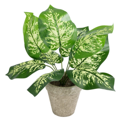 GloboStar® GloboStar® Artificial Garden DIEFFENBACHIA POTTED PLANT 20897 Διακοσμητικό Φυτό Διφενμπάχια Φ40 x Υ33cm
